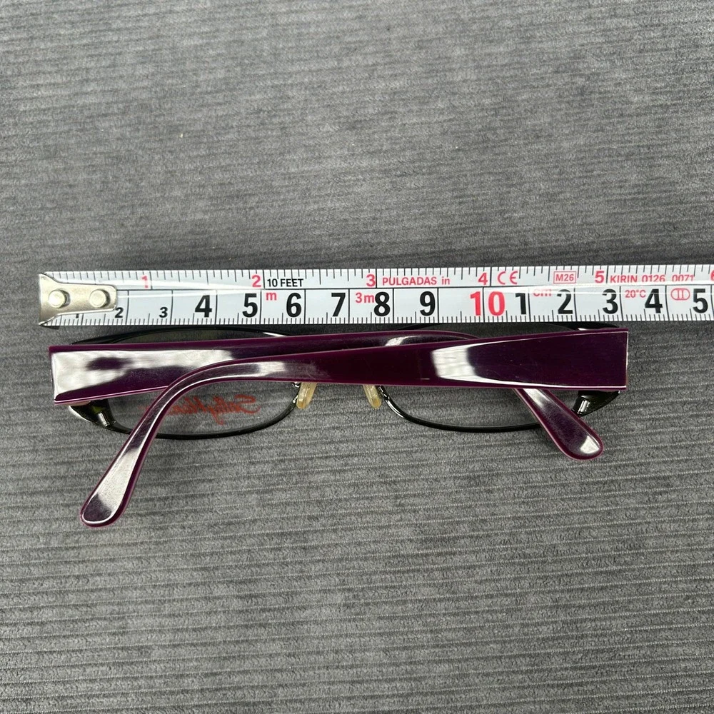 Sally Hansen Y2k Eyeglass Frames Gunmetal Purple Rectangular Lilac Pattern
